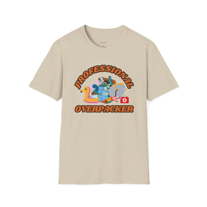 Professional Overpacker Unisex T-Shirt – Funny Travel Humor Tee for Frequent Travelers.