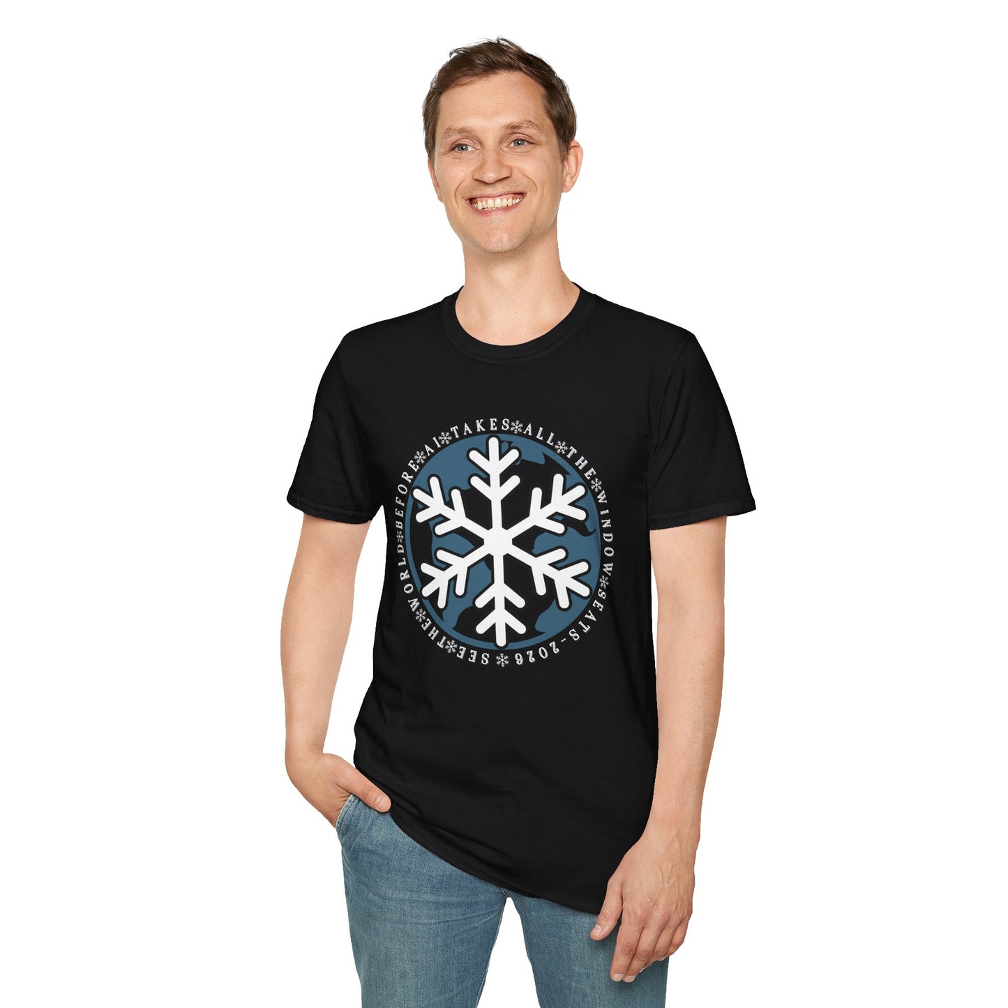 Snowflake Graphic T-Shirt – Circle Winter Emblem Tee