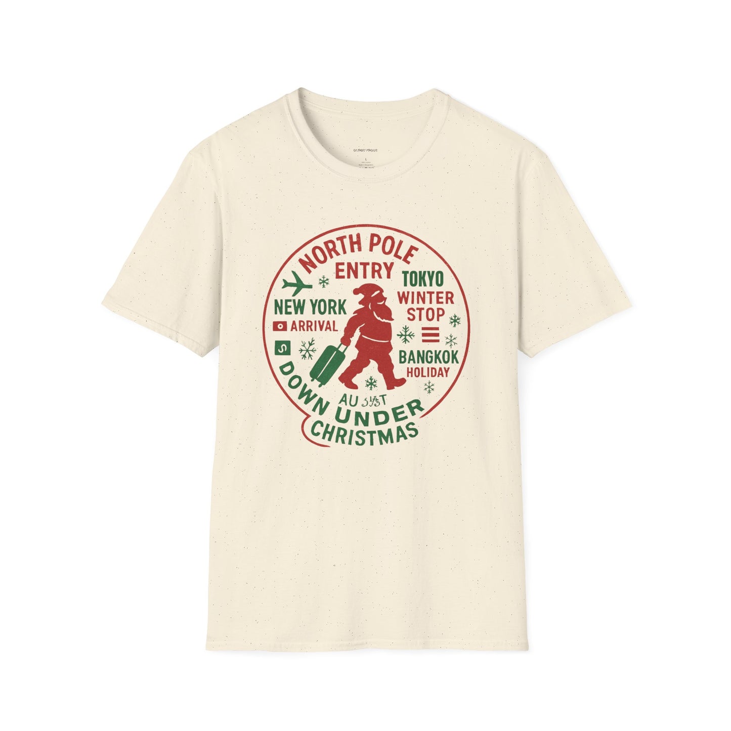 Christmas Travel Graphic T-Shirt — 'North Pole Down Under' Vintage Santa Design