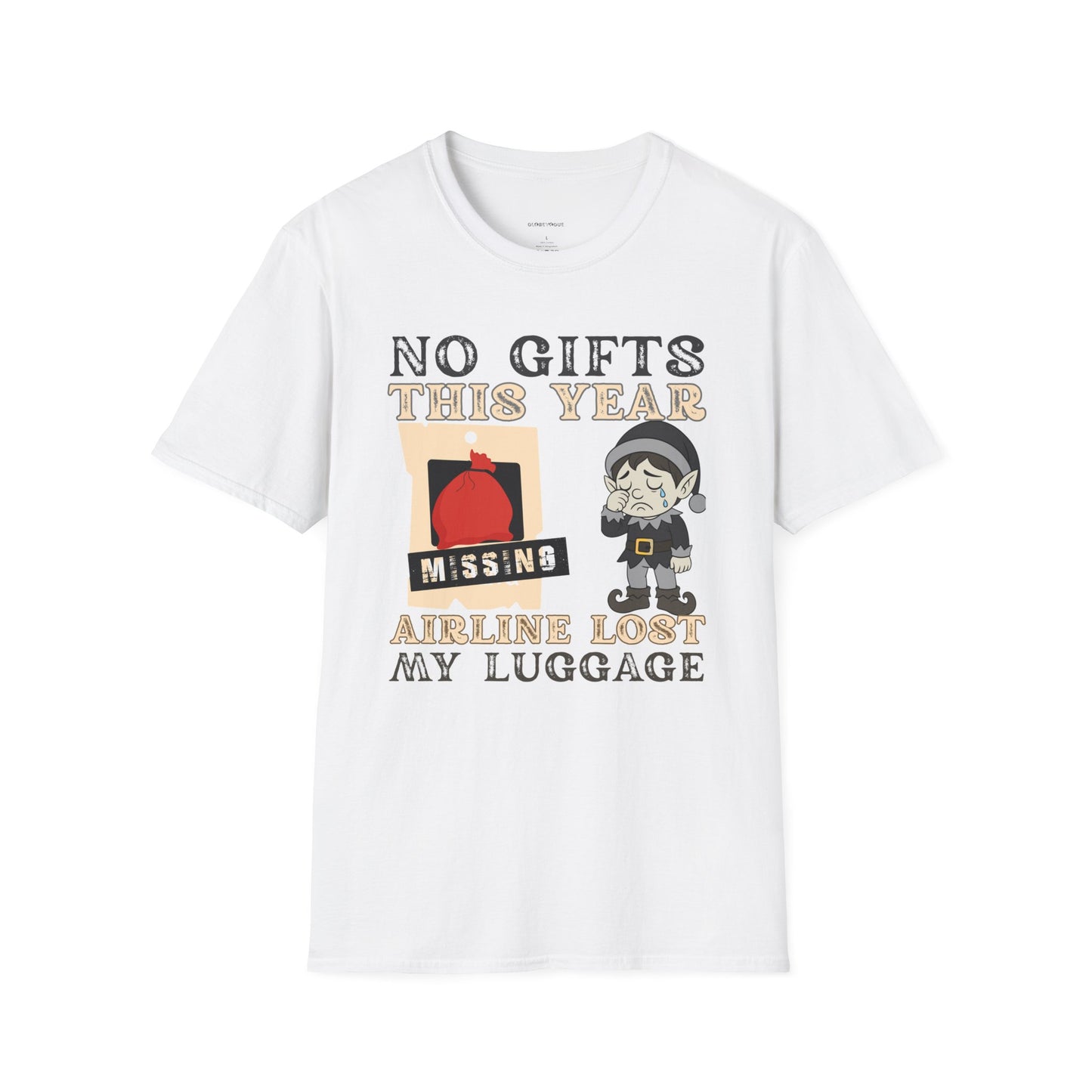 T-Shirt — "No Gifts This Year, Airline Lost My Luggage" Funny Holiday Travel Tee