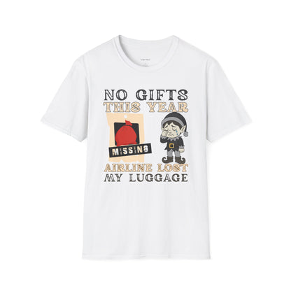 T-Shirt — "No Gifts This Year, Airline Lost My Luggage" Funny Holiday Travel Tee