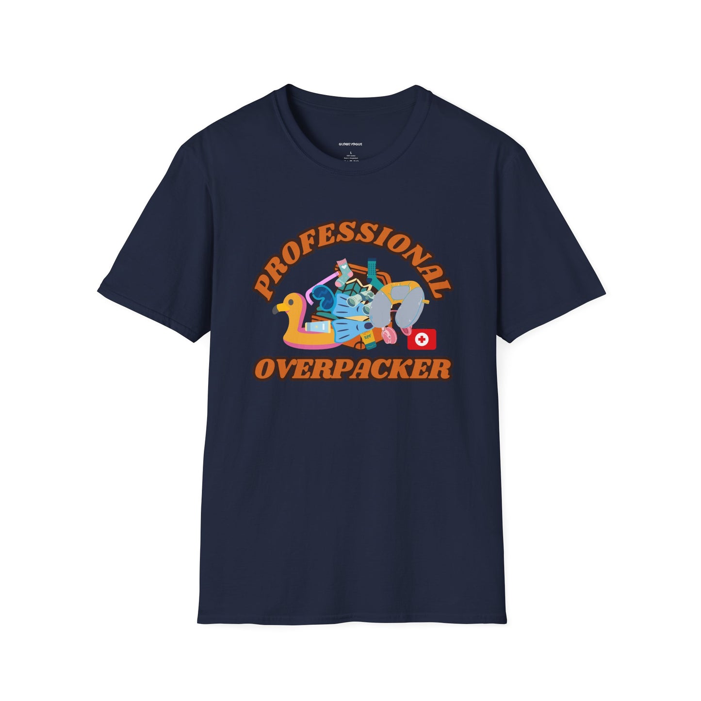 Professional Overpacker Unisex T-Shirt – Funny Travel Humor Tee for Frequent Travelers.