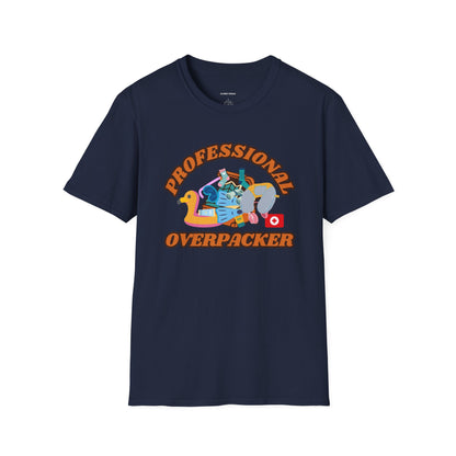 Professional Overpacker Unisex T-Shirt – Funny Travel Humor Tee for Frequent Travelers.
