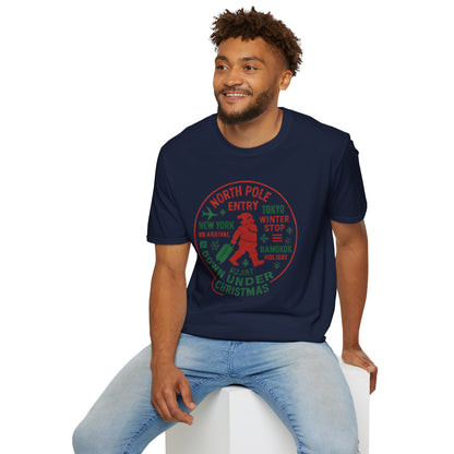 Christmas Travel Graphic T-Shirt — 'North Pole Down Under' Vintage Santa Design