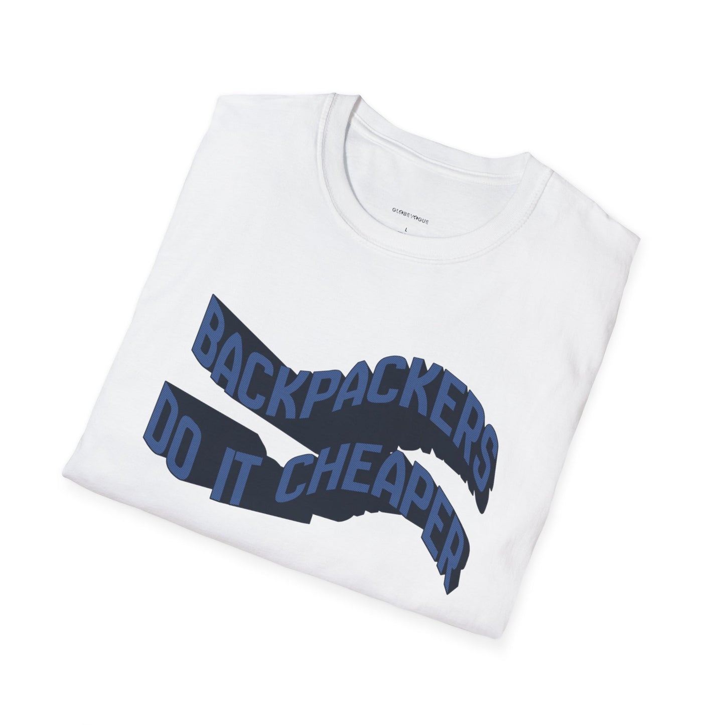 Wavy “Backpackers Do It Cheaper” Unisex Graphic T-Shirt — Adventure Travel Quote Tee.