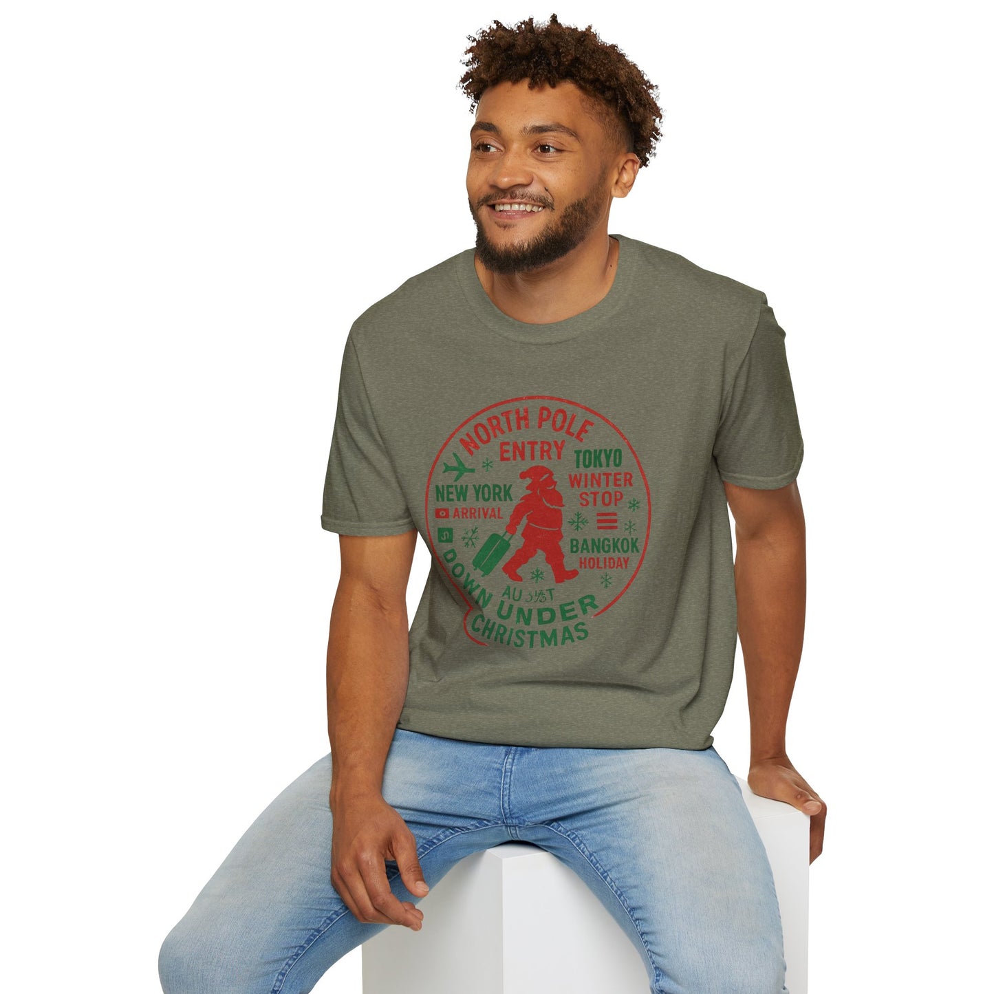 Christmas Travel Graphic T-Shirt — 'North Pole Down Under' Vintage Santa Design