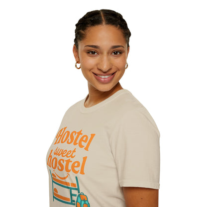 Hostel Sweet Hostel Unisex T-Shirt — Backpacking & Travel Bunk Tee