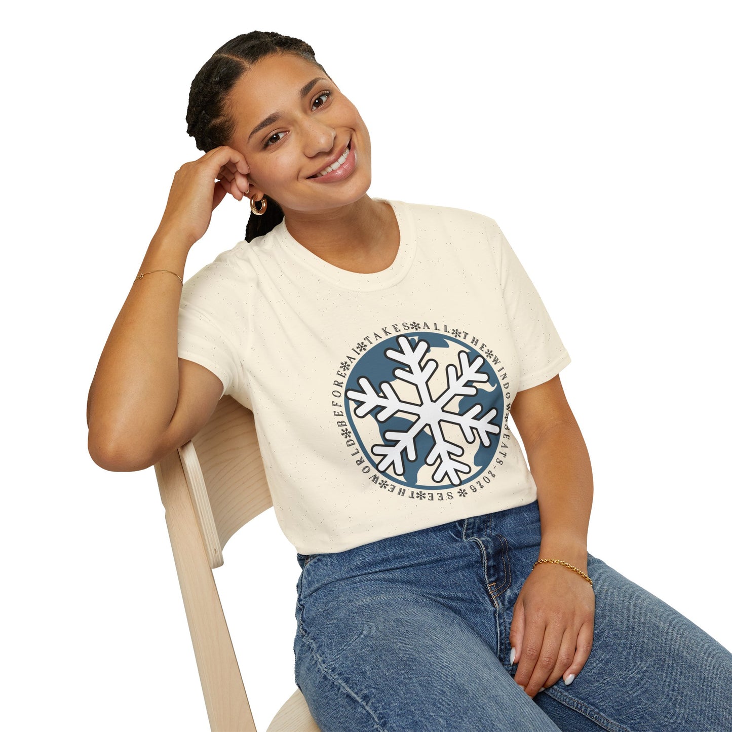 Snowflake Graphic T-Shirt – Circle Winter Emblem Tee