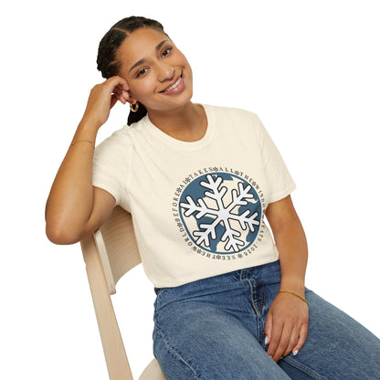 Snowflake Graphic T-Shirt – Circle Winter Emblem Tee