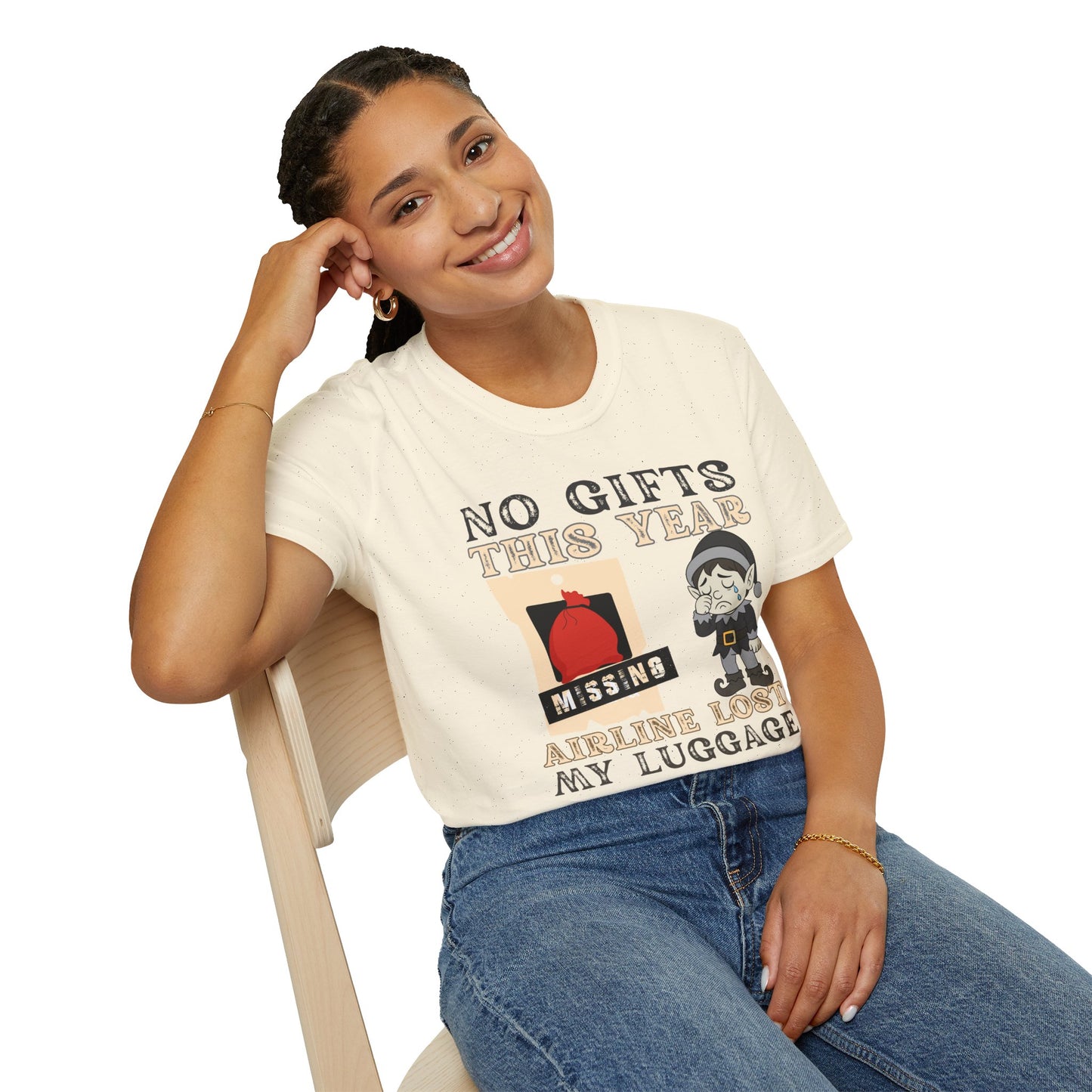 T-Shirt — "No Gifts This Year, Airline Lost My Luggage" Funny Holiday Travel Tee