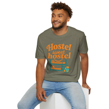 Hostel Sweet Hostel Unisex T-Shirt — Backpacking & Travel Bunk Tee