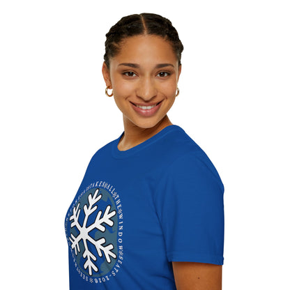 Snowflake Graphic T-Shirt – Circle Winter Emblem Tee