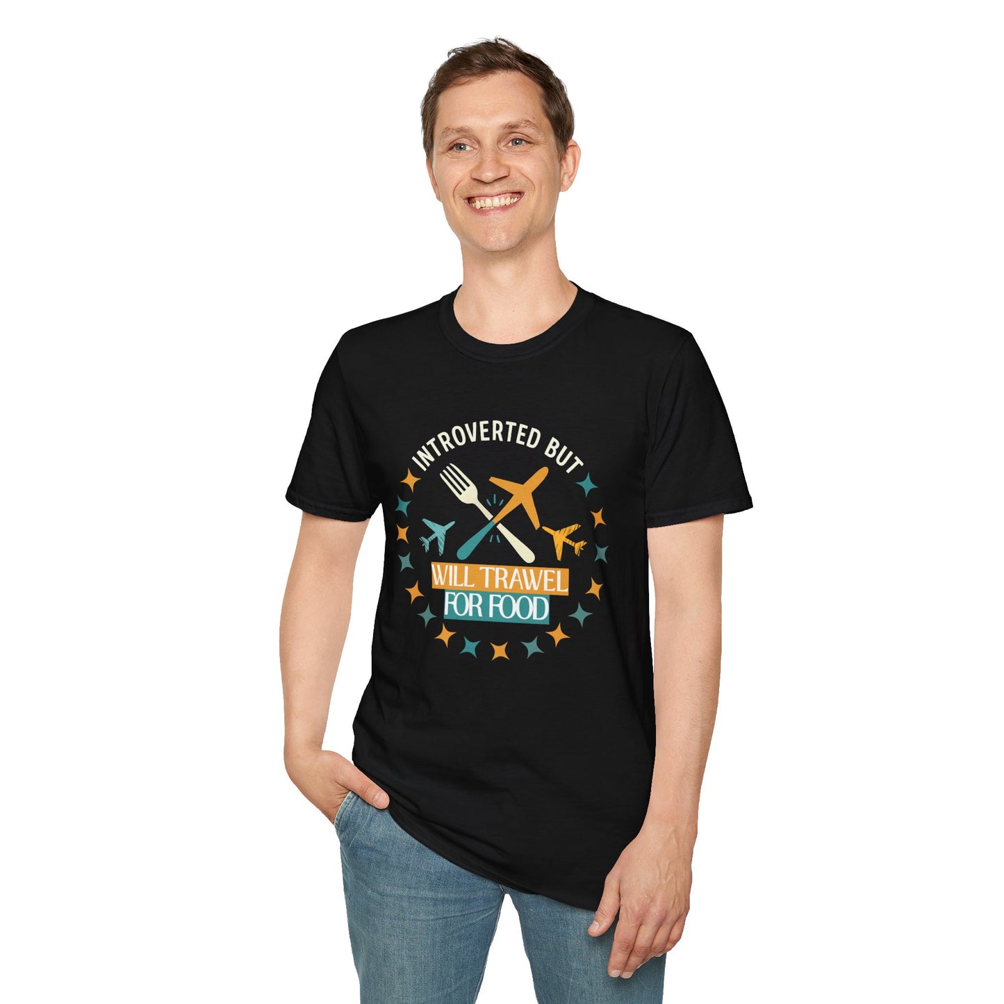 Introverted But Will Travel For Food T-Shirt — Travel & Foodie Tee