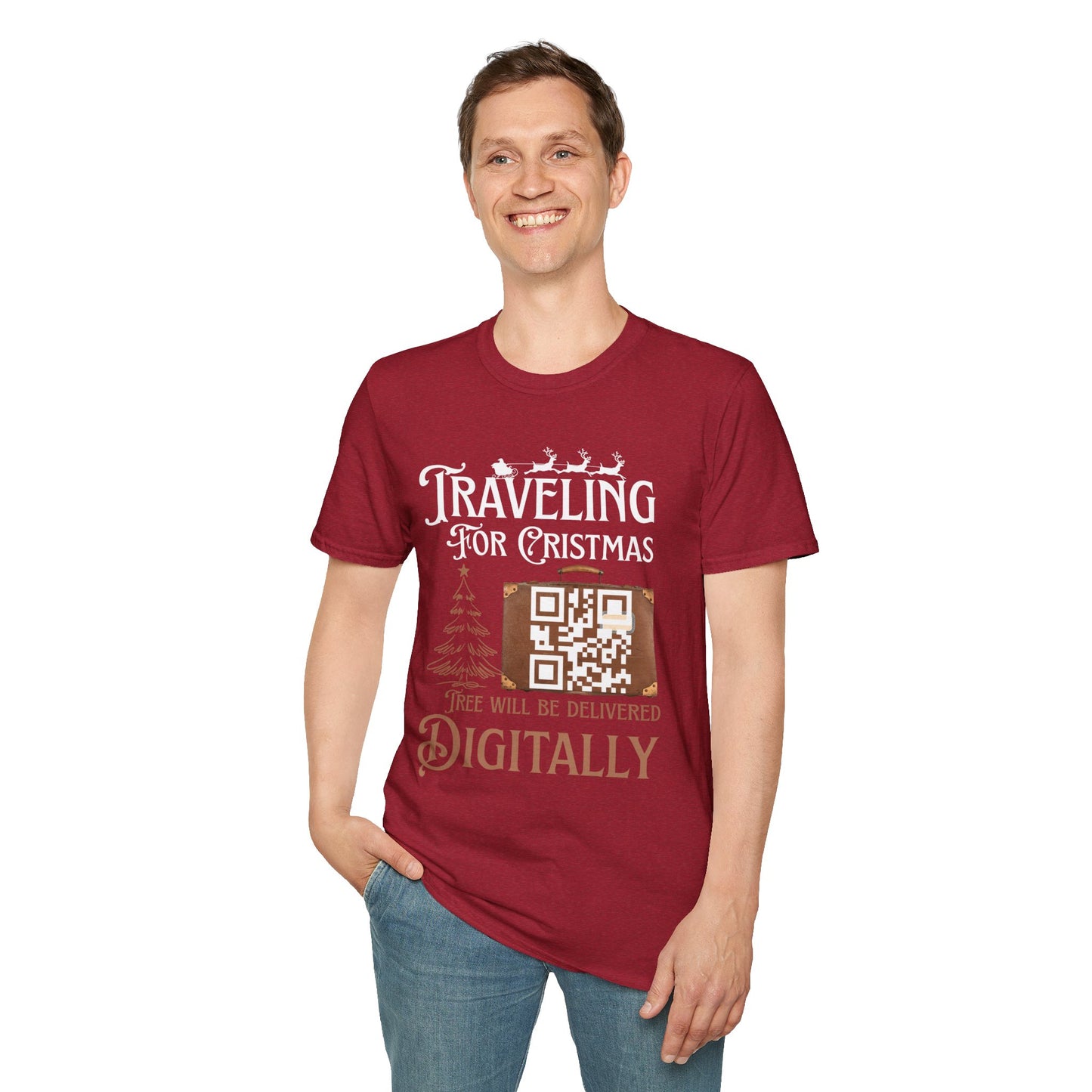 Traveling for Christmas T-Shirt — “Tree Will Be Delivered Digitally” Holiday Tee