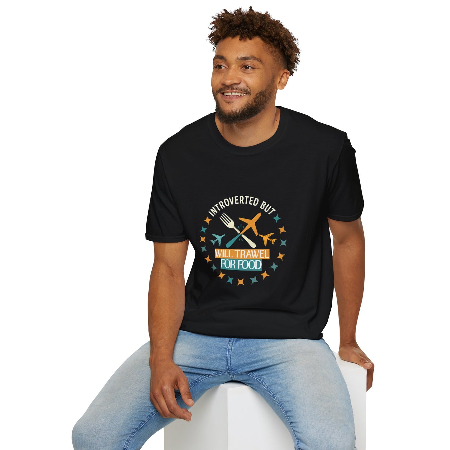 Introverted But Will Travel For Food T-Shirt — Travel & Foodie Tee