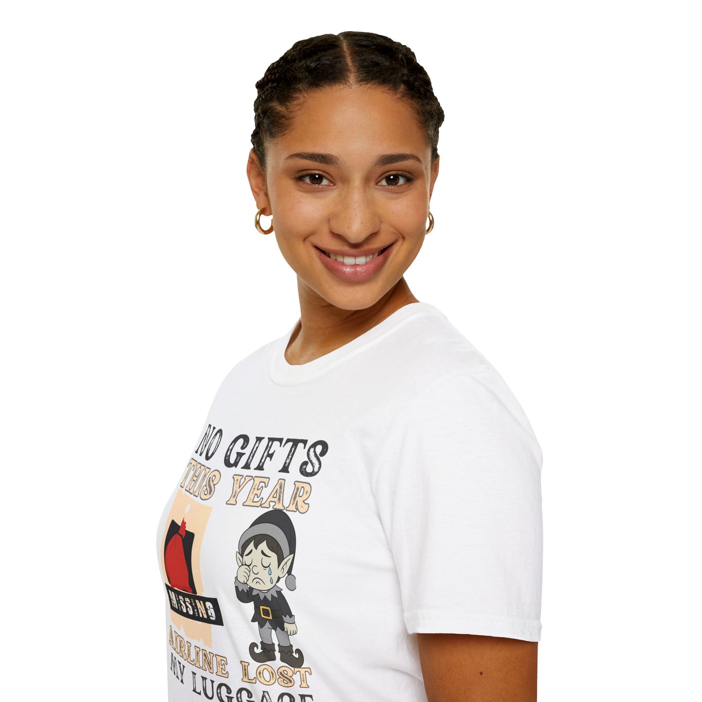 T-Shirt — "No Gifts This Year, Airline Lost My Luggage" Funny Holiday Travel Tee