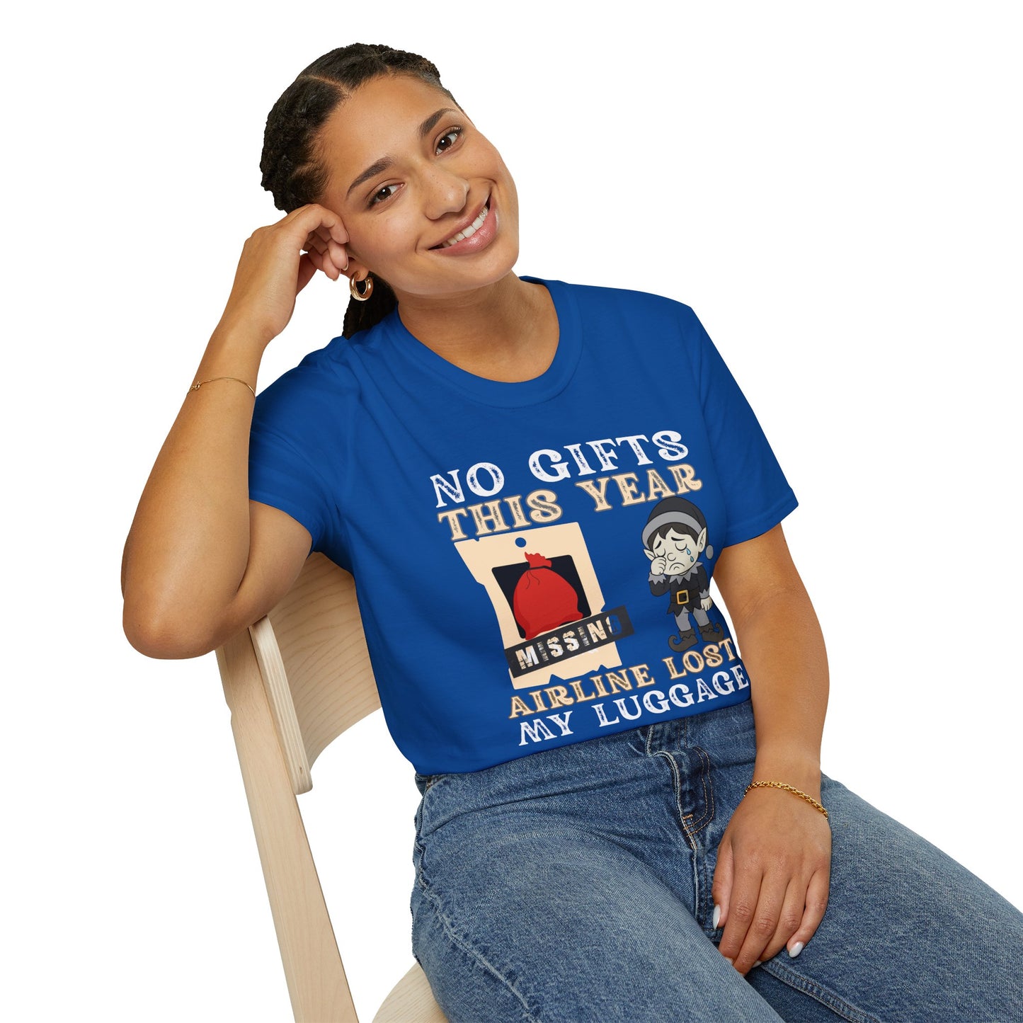 T-Shirt — "No Gifts This Year, Airline Lost My Luggage" Funny Holiday Travel Tee