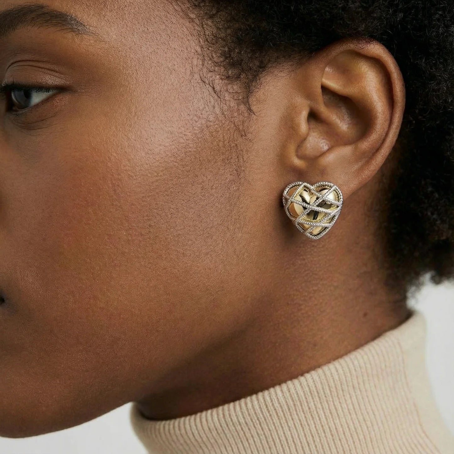 Woven Heart Stud Earrings