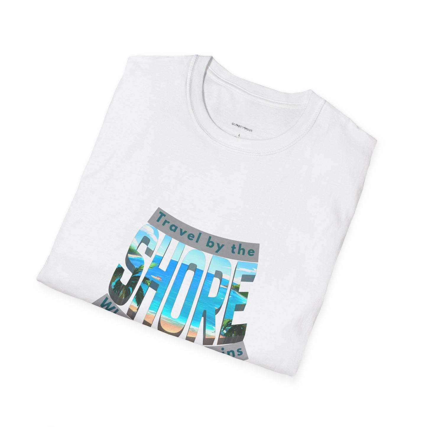 Beach Vibes Unisex Softstyle T-Shirt – “Travel by the Shore” Design