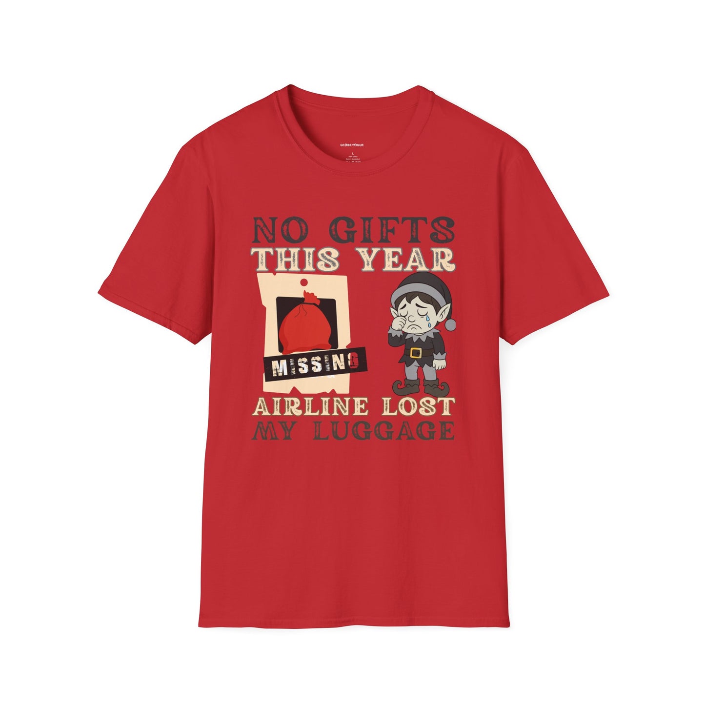 T-Shirt — "No Gifts This Year, Airline Lost My Luggage" Funny Holiday Travel Tee