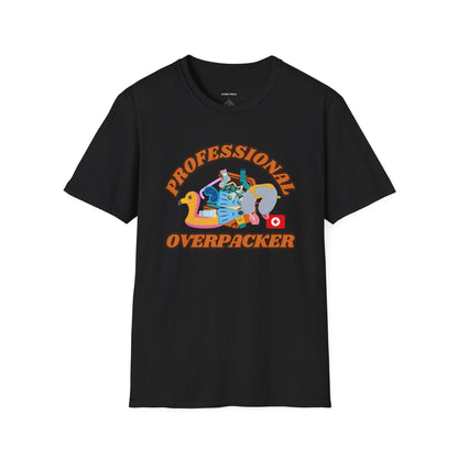 Professional Overpacker Unisex T-Shirt – Funny Travel Humor Tee for Frequent Travelers.