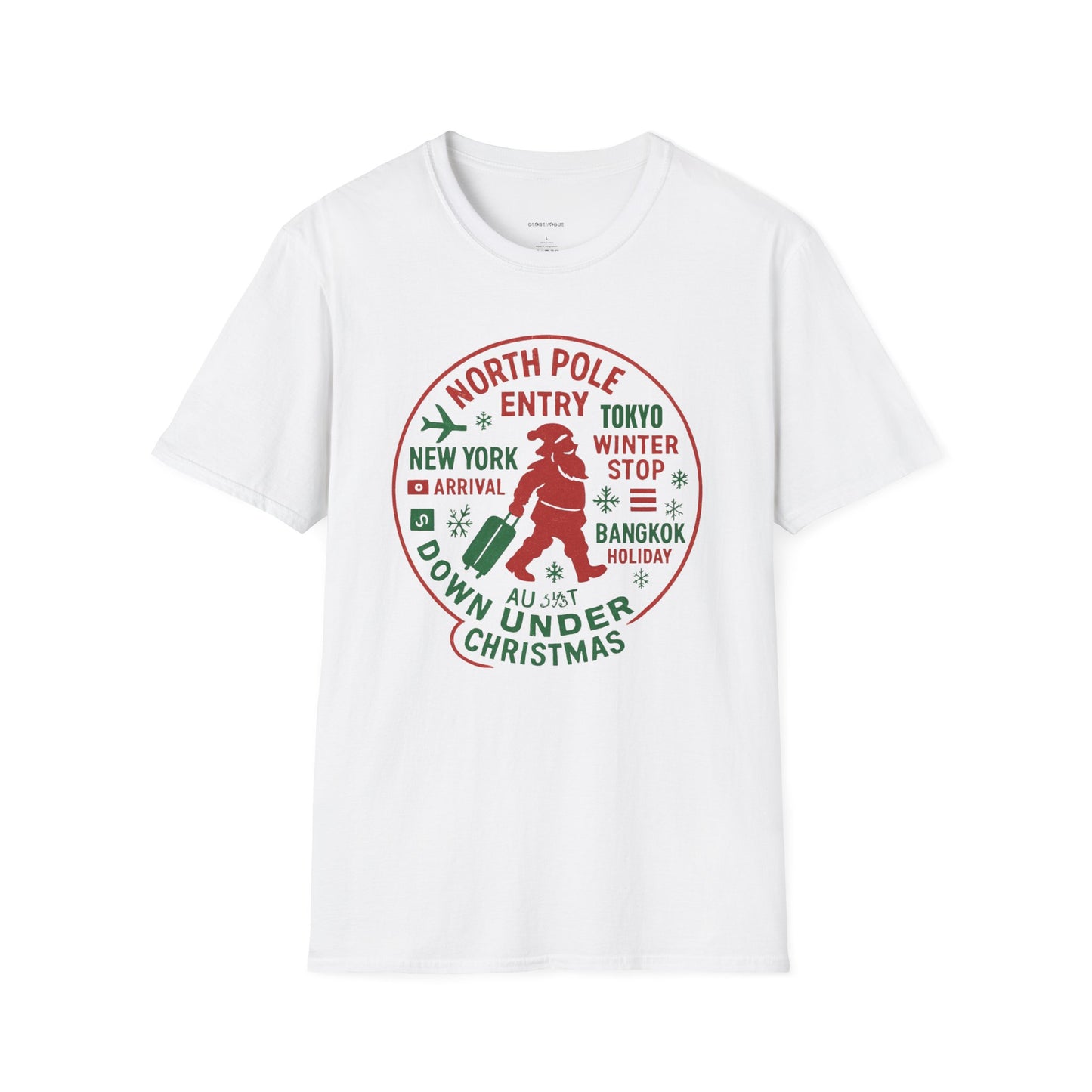 Christmas Travel Graphic T-Shirt — 'North Pole Down Under' Vintage Santa Design