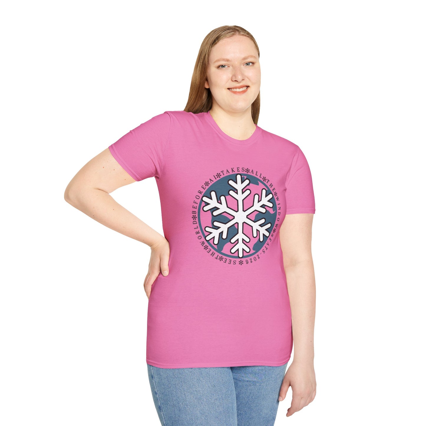 Snowflake Graphic T-Shirt – Circle Winter Emblem Tee