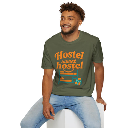 Hostel Sweet Hostel Unisex T-Shirt — Backpacking & Travel Bunk Tee