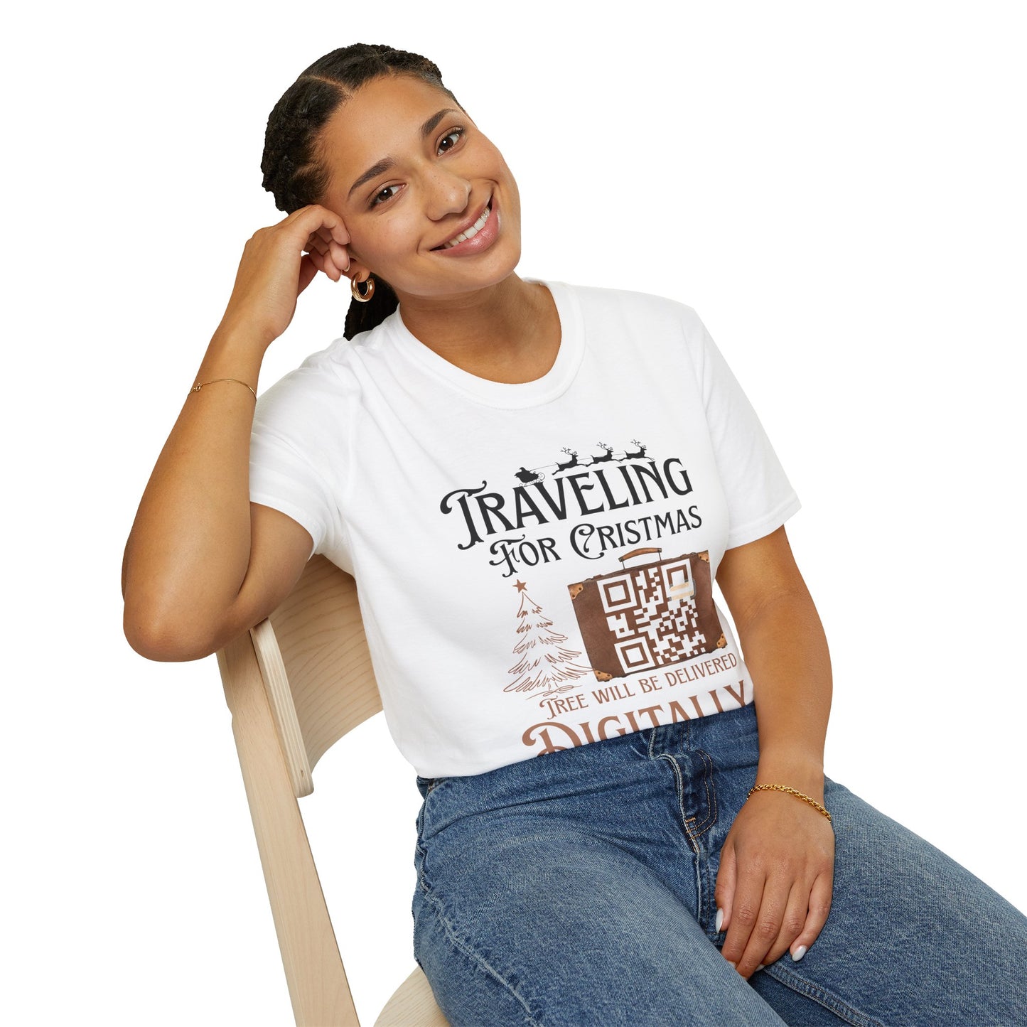 Traveling for Christmas T-Shirt — “Tree Will Be Delivered Digitally” Holiday Tee