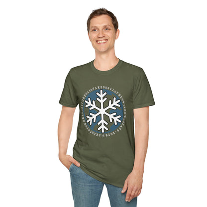 Snowflake Graphic T-Shirt – Circle Winter Emblem Tee