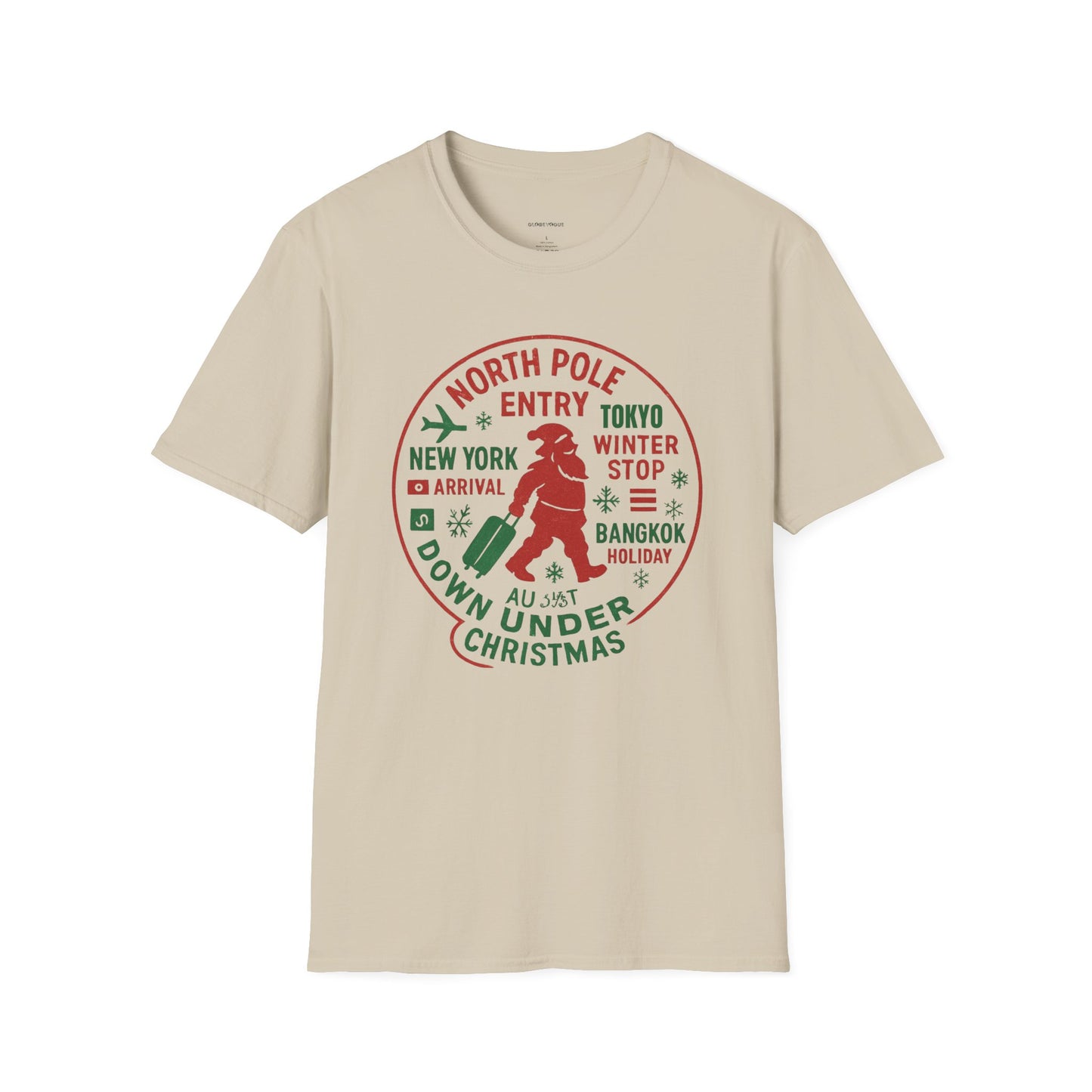 Christmas Travel Graphic T-Shirt — 'North Pole Down Under' Vintage Santa Design