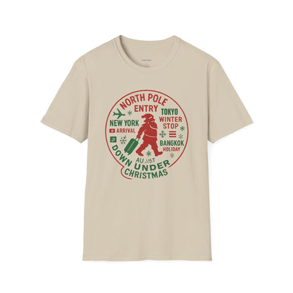 Christmas Travel Graphic T-Shirt — 'North Pole Down Under' Vintage Santa Design