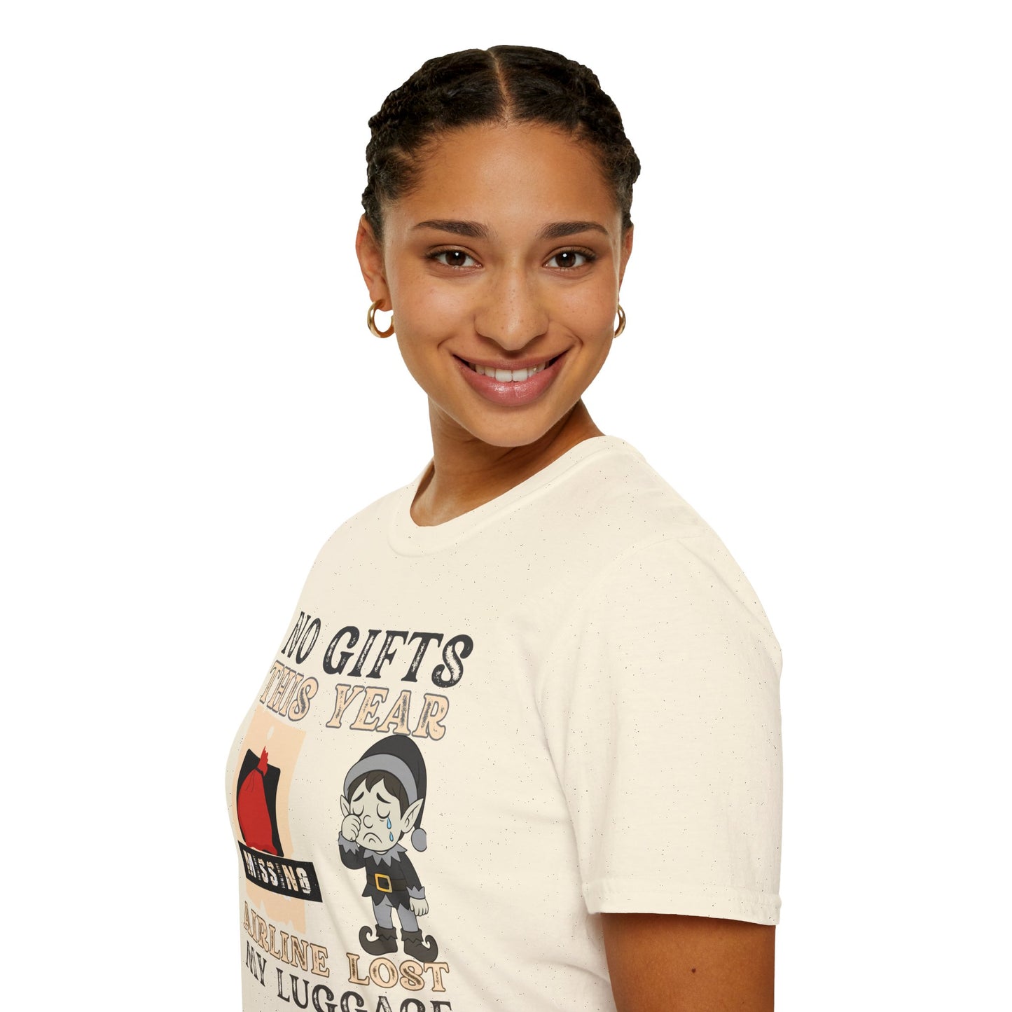 T-Shirt — "No Gifts This Year, Airline Lost My Luggage" Funny Holiday Travel Tee