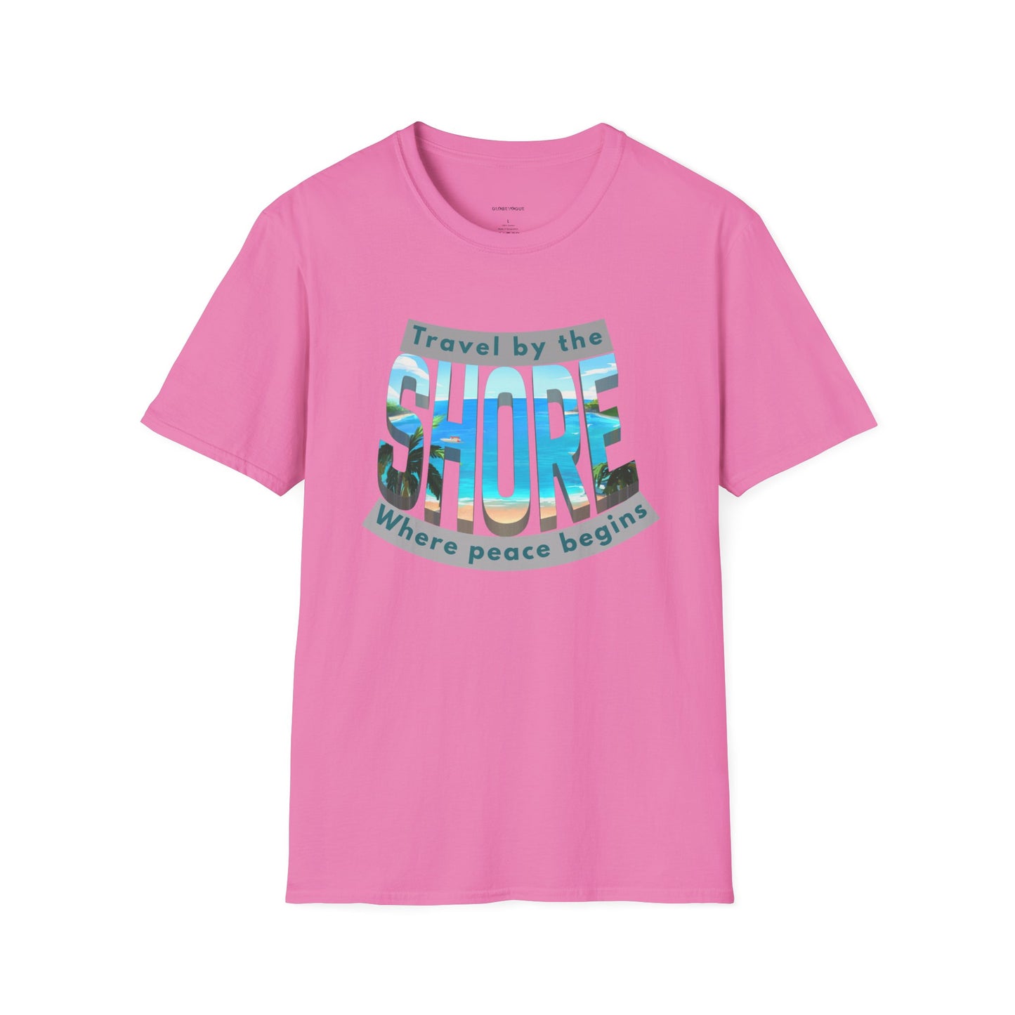 Beach Vibes Unisex Softstyle T-Shirt – “Travel by the Shore” Design