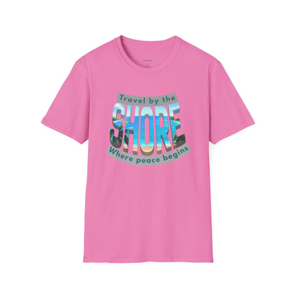 Beach Vibes Unisex Softstyle T-Shirt – “Travel by the Shore” Design