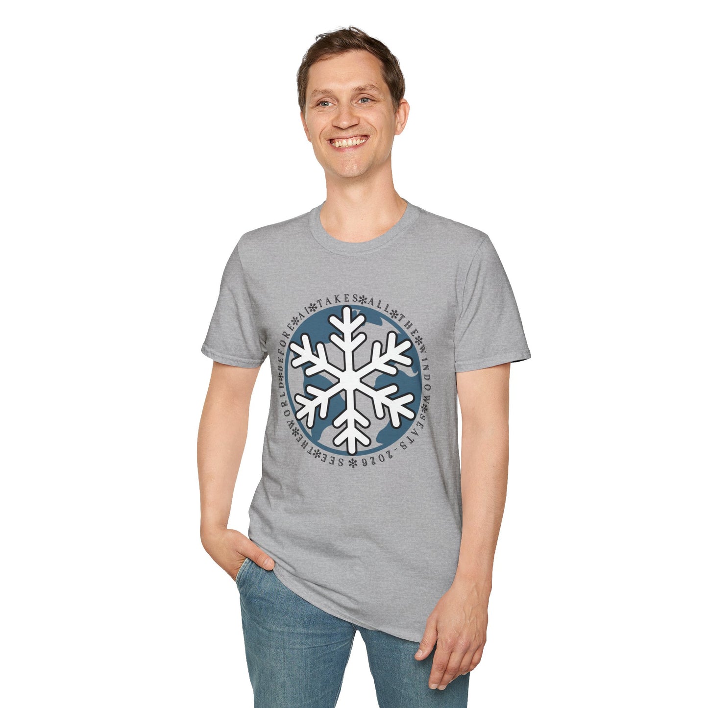 Snowflake Graphic T-Shirt – Circle Winter Emblem Tee
