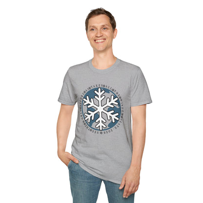 Snowflake Graphic T-Shirt – Circle Winter Emblem Tee