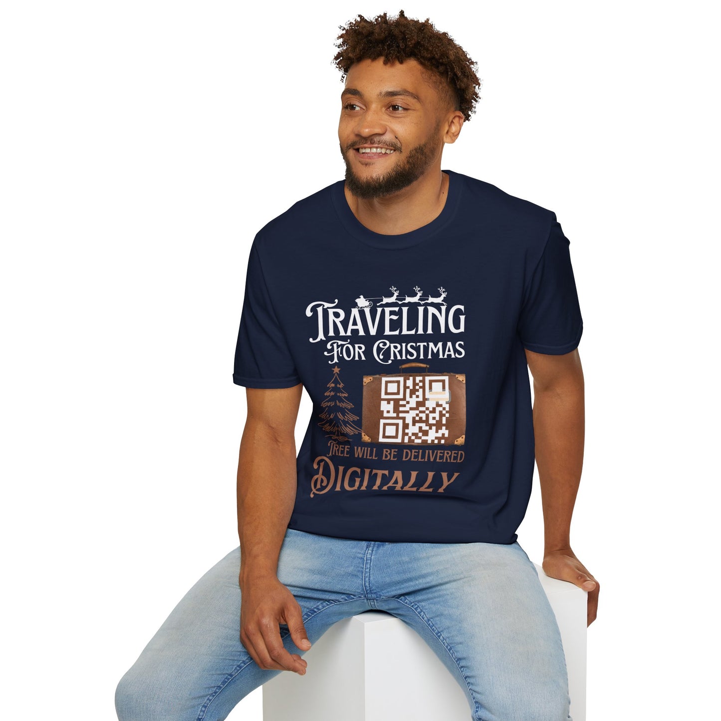 Traveling for Christmas T-Shirt — “Tree Will Be Delivered Digitally” Holiday Tee