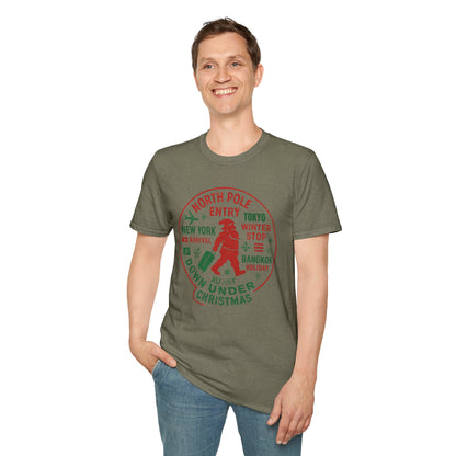 Christmas Travel Graphic T-Shirt — 'North Pole Down Under' Vintage Santa Design
