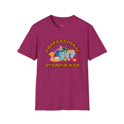 Professional Overpacker Unisex T-Shirt – Funny Travel Humor Tee for Frequent Travelers.