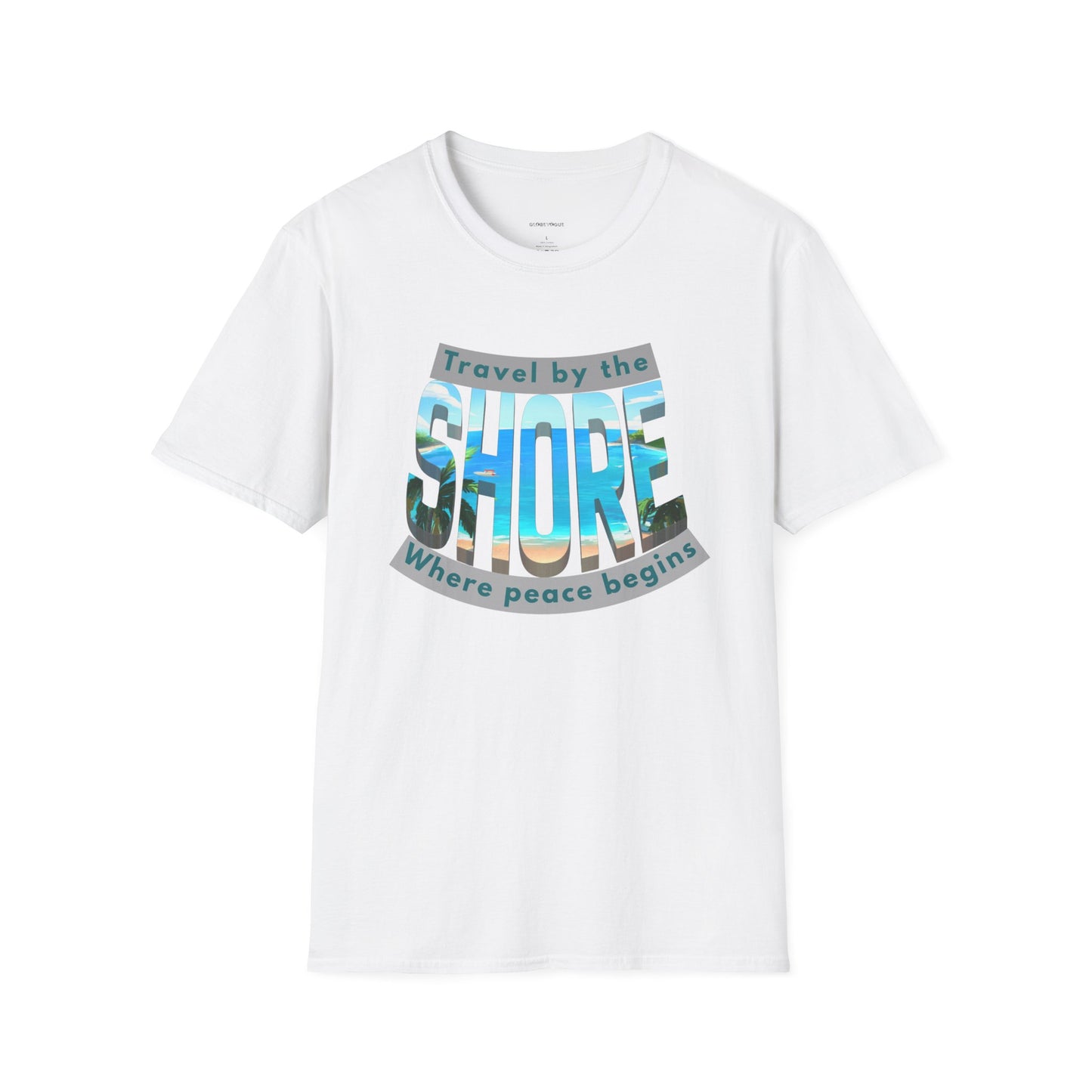 Beach Vibes Unisex Softstyle T-Shirt – “Travel by the Shore” Design