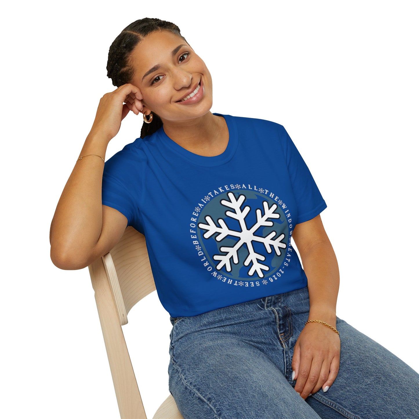 Snowflake Graphic T-Shirt – Circle Winter Emblem Tee