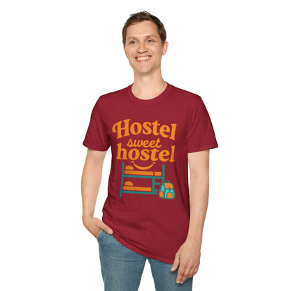 Hostel Sweet Hostel Unisex T-Shirt — Backpacking & Travel Bunk Tee