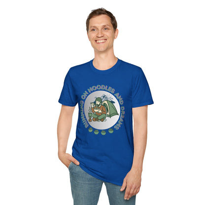 Camping Ramen Unisex T-Shirt — “Running on Noodles and Dreams” Outdoor Camping Shirt.