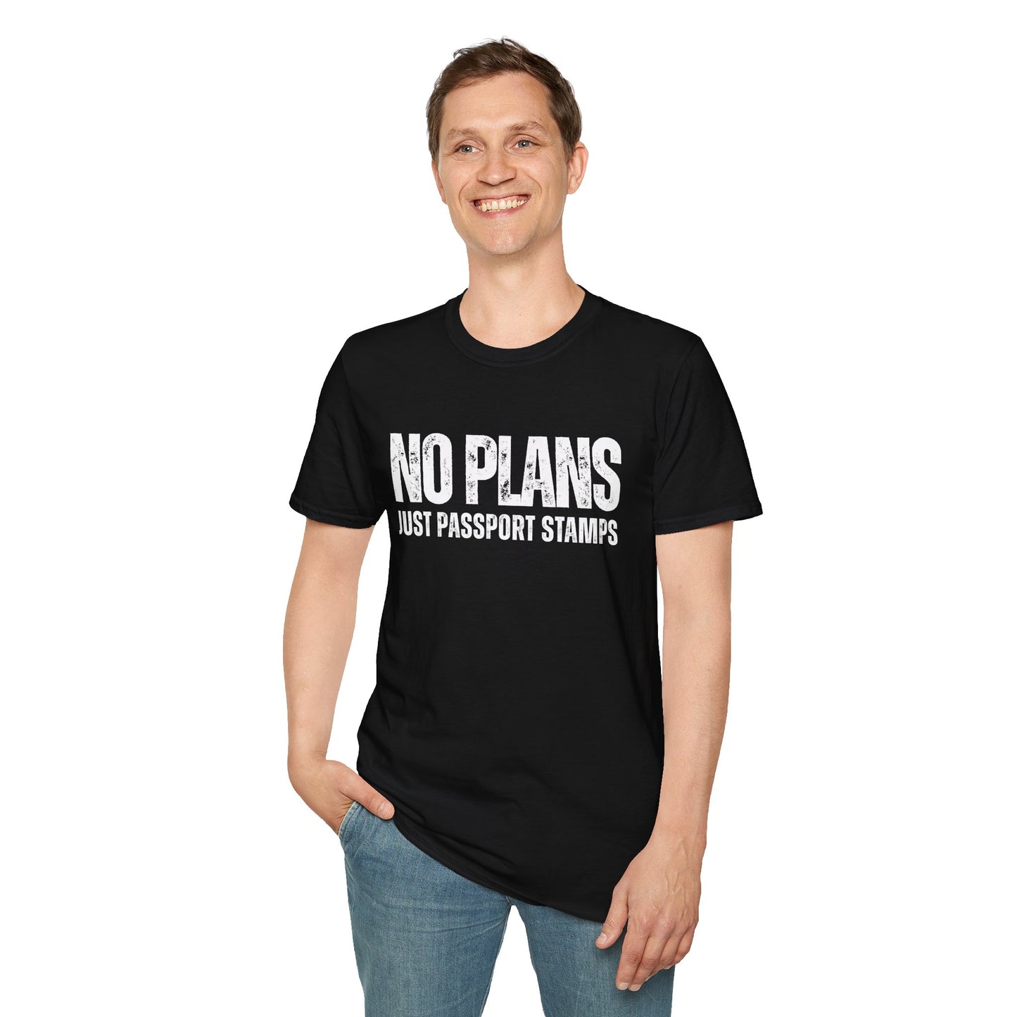 Travel-Inspired Unisex T-Shirt - 'No Plans Just Passport Stamps'