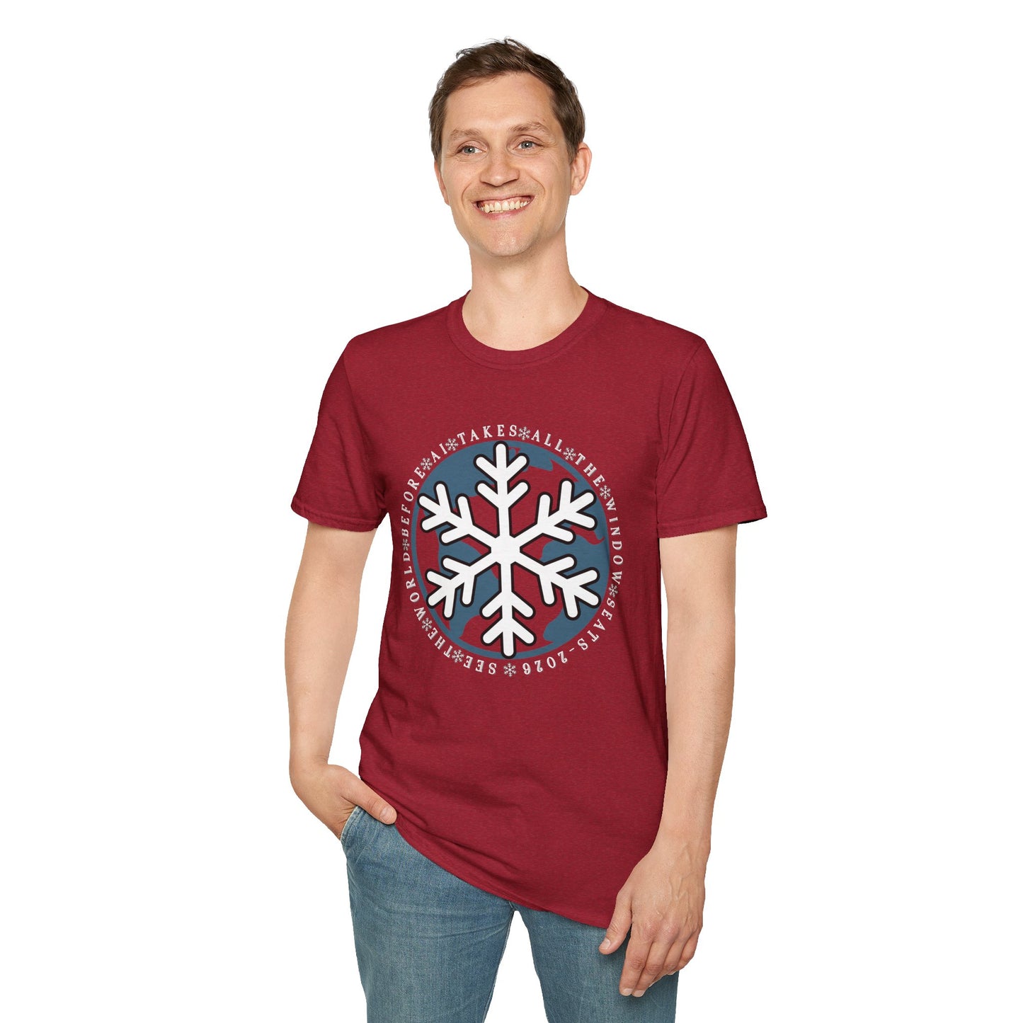 Snowflake Graphic T-Shirt – Circle Winter Emblem Tee