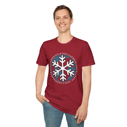 Snowflake Graphic T-Shirt – Circle Winter Emblem Tee