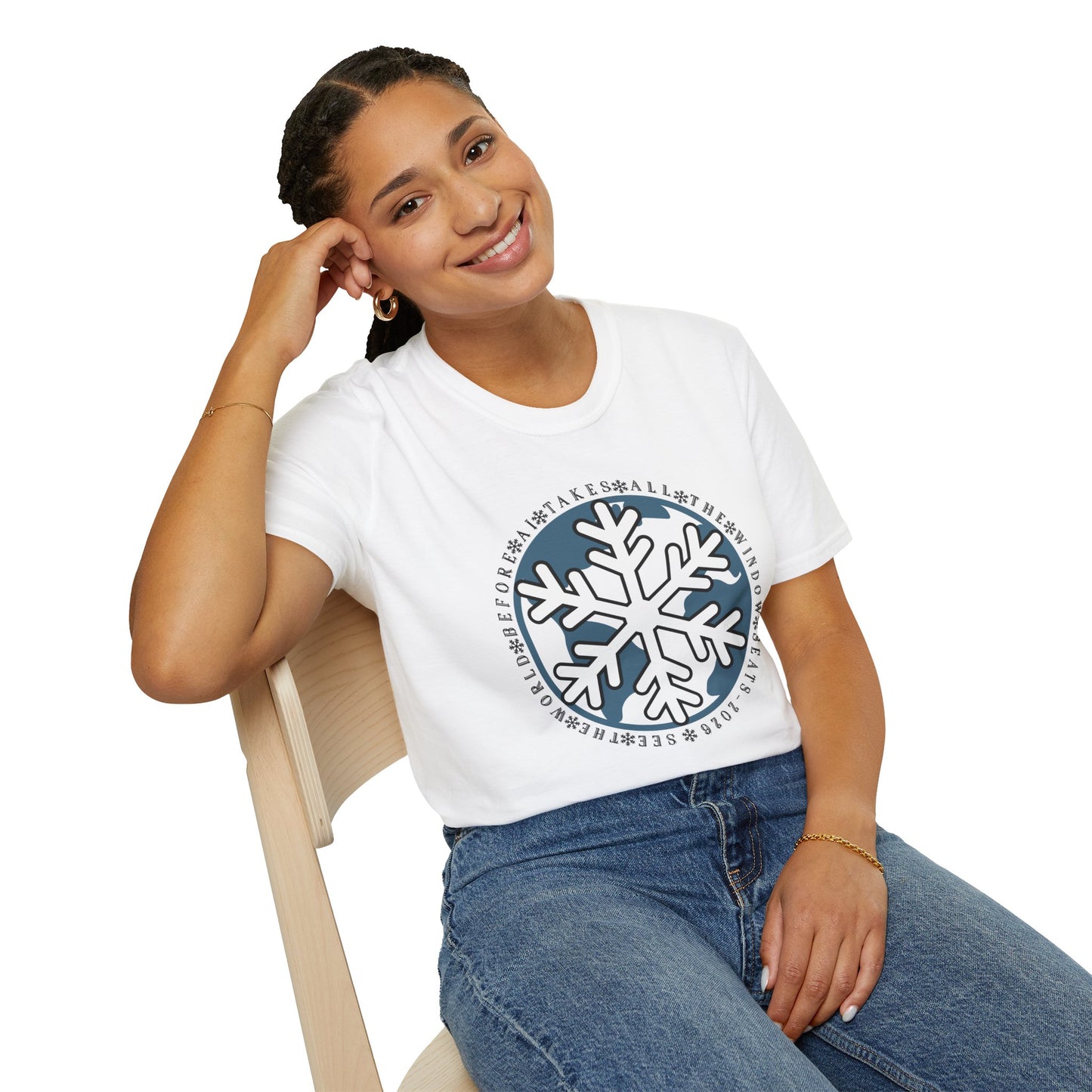 Snowflake Graphic T-Shirt – Circle Winter Emblem Tee