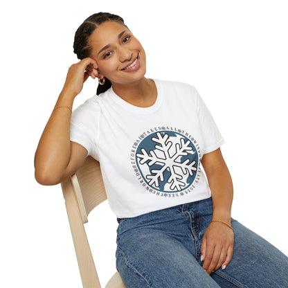 Snowflake Graphic T-Shirt – Circle Winter Emblem Tee