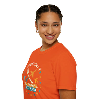 Introverted But Will Travel For Food T-Shirt — Travel & Foodie Tee